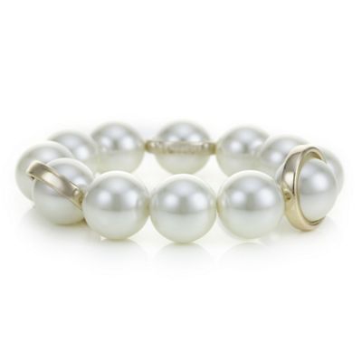 Designer cream pearl sphere bracelet